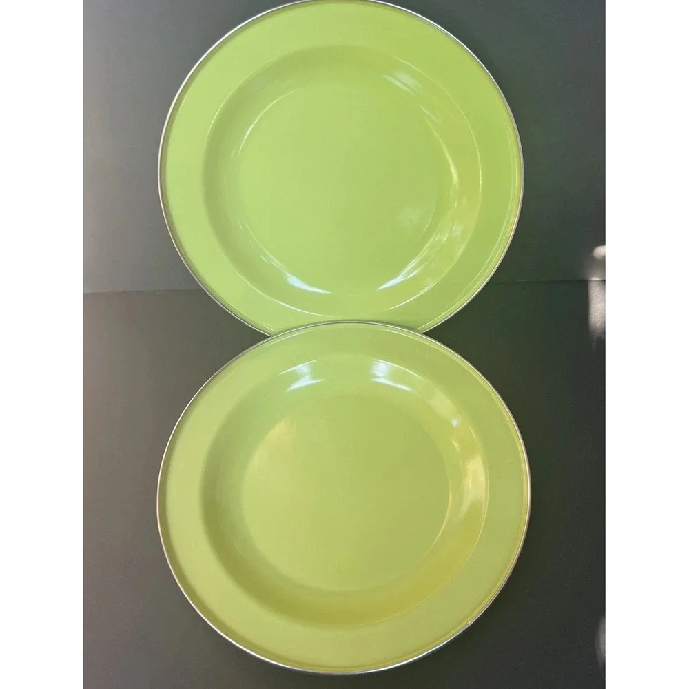 Discontinued Pottery Barn Enamelware Plates Lime Green 10